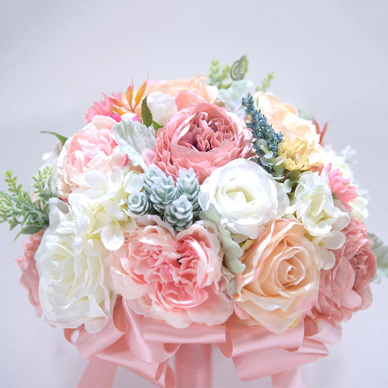 Розовый Гортензия Шампанское Свадебный букет, свадебные цветы деревенский шик свадебные букет невесты mariage