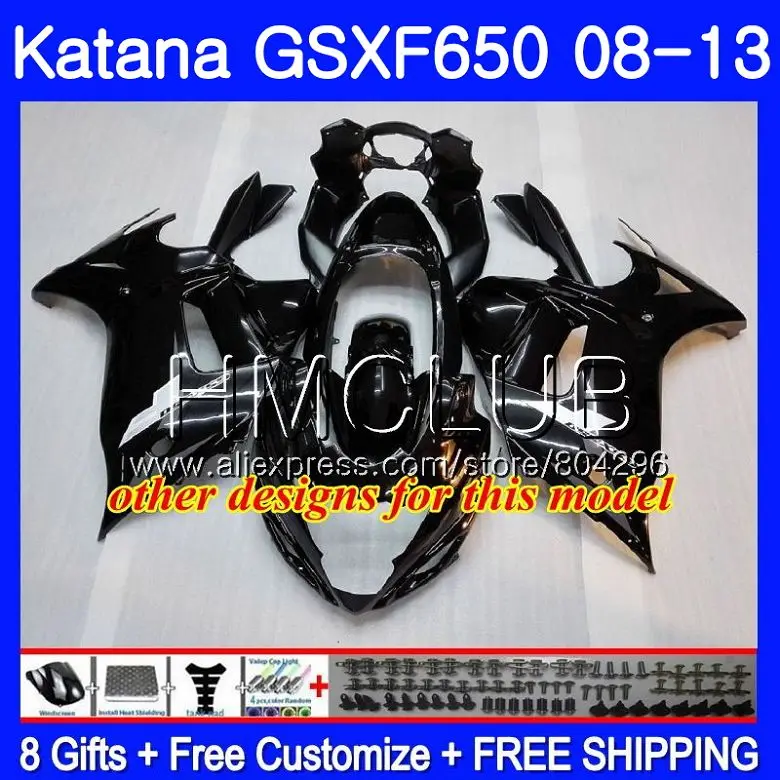 Черный комплект для Suzuki Katana GSXF 650 650F GSX650F 08 09, 10, 11, 12, 13 лет, 24HM. 11 GSXF650 2008 2009 2010 2011 2012 2013 обтекатель