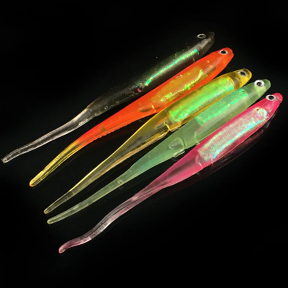 

5Pcs 3D Rainbow Fish Lures 10cm PVC Soft Bait Fishing Tackle Pesca