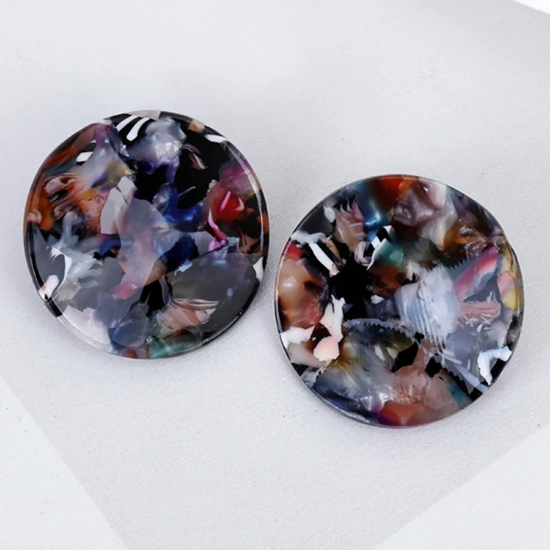 

Fashion Round Acrylic Stud Earrings Multicolored Simple Popularity Vintage Statement For Female Dangler Jewelry NEW2019