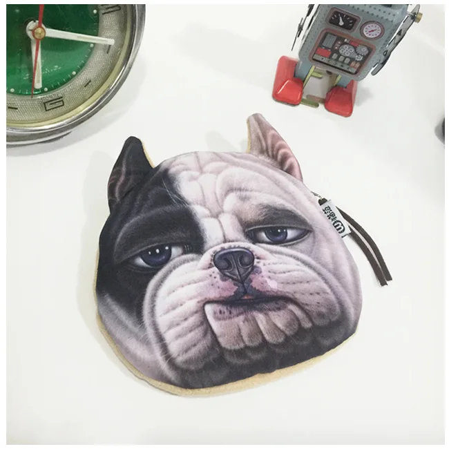 Новинка 2018 кошелек с 3D принтом Pugo собака голова портмоне животное маленький