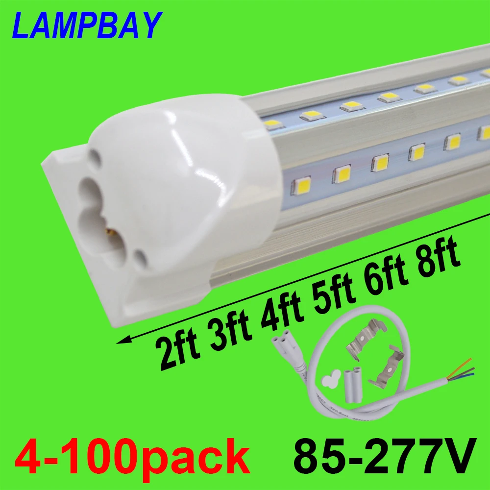 

8FT V Shaped LED T8 Integrated Tube Bulb 240cm 48W Clear cover with Accessory Surface mounted lamp 85-277V