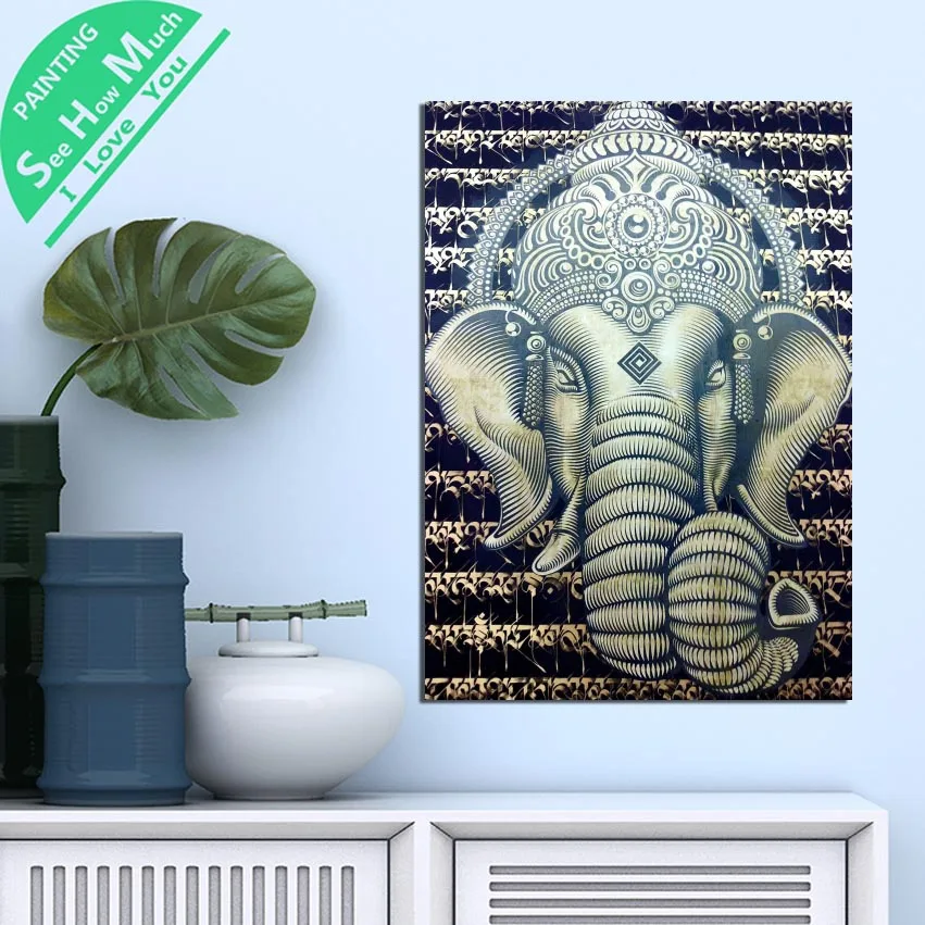 

1 Piece Ganesha God Buddha Face HD Printed Canvas Wall Art Posters and Prints Poster Painting Framed Artwork Room Decoration