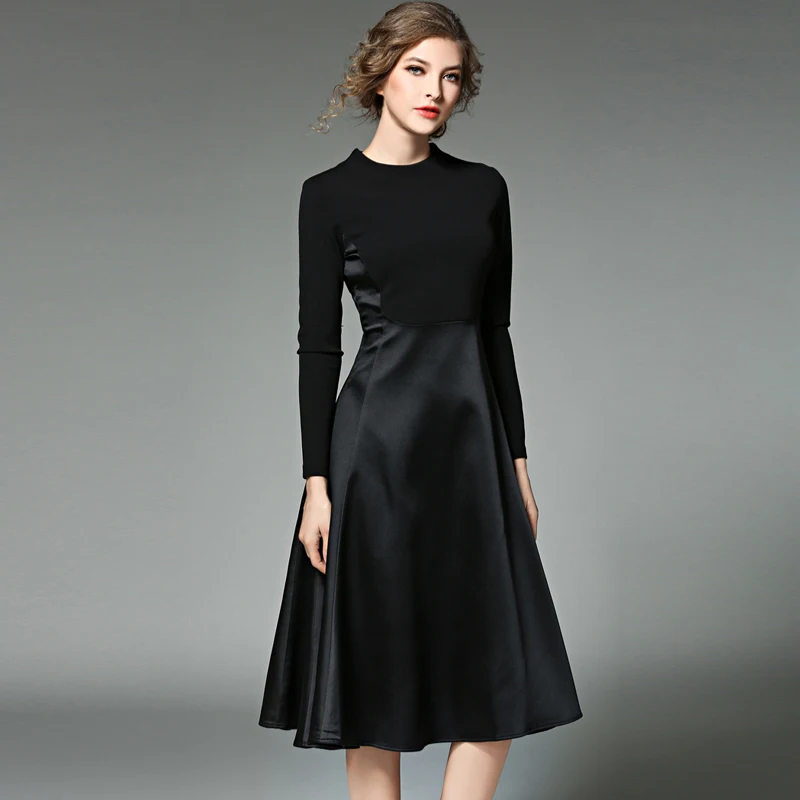 Женская одежда с длинным рукавом черное осенне зимнее платье Vetement Femme 2017 vestidos mujer