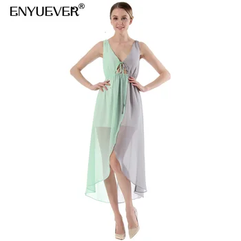 

Enyuever Women Summer Dress Bohemian Beach Clothes Multi Way Patchwork Vestido Casual Chiffon High Low Boho Dress Party Jurken