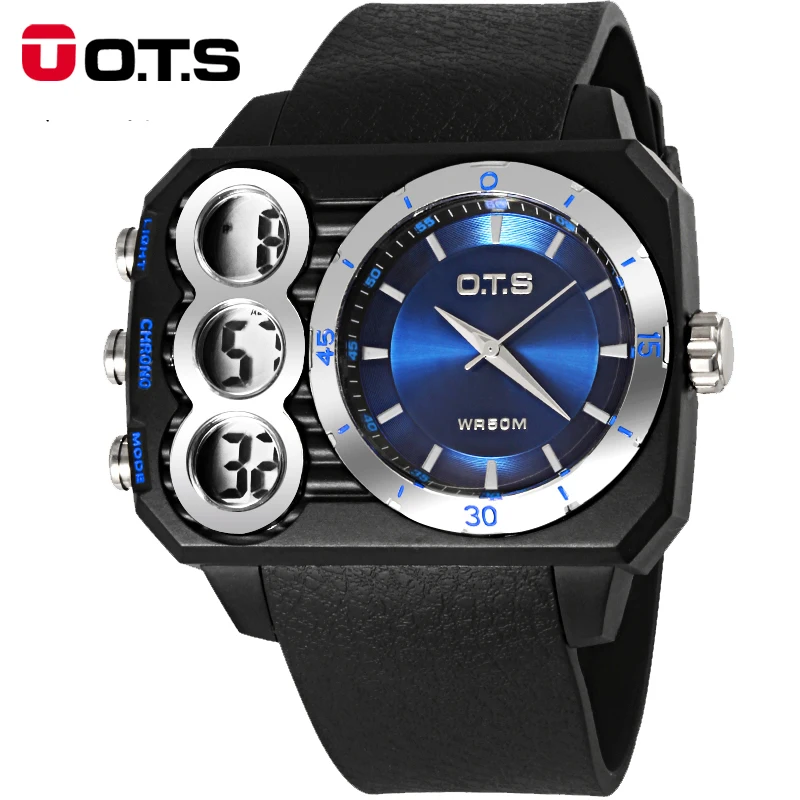 

Fashion O.T.S Sports Brand Watch Men's Digital With Stopwatch Alarm Wristwatches Outdoor Waterproof Military LED Casual watches