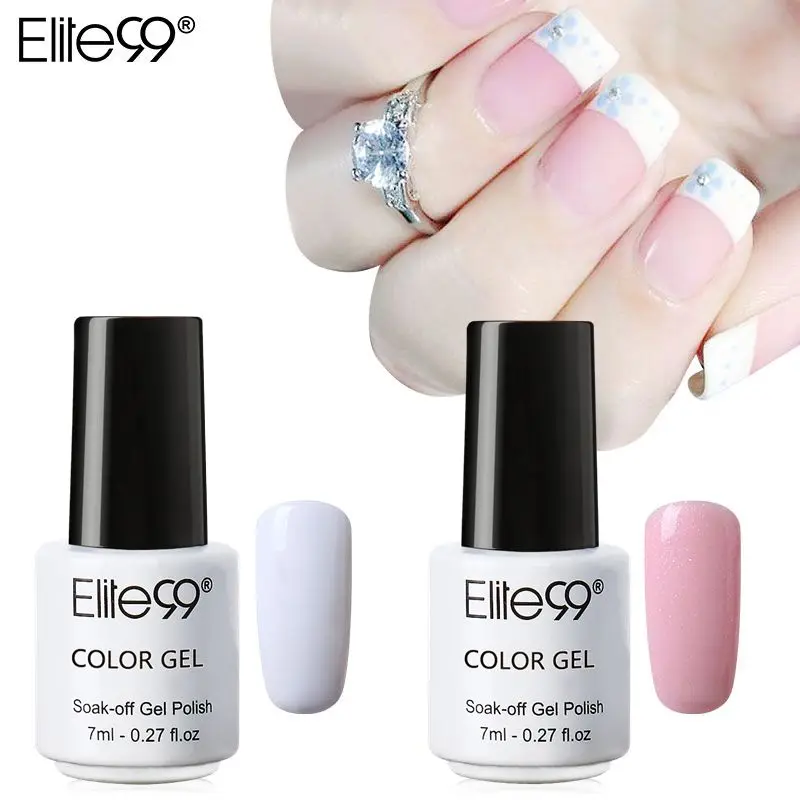 

Elite99 UV Gel Nail Polish Set Pink White with Tip Guides Nail Lacquer French Nail Art Vernis Gel Paint 7ml Little Bottle