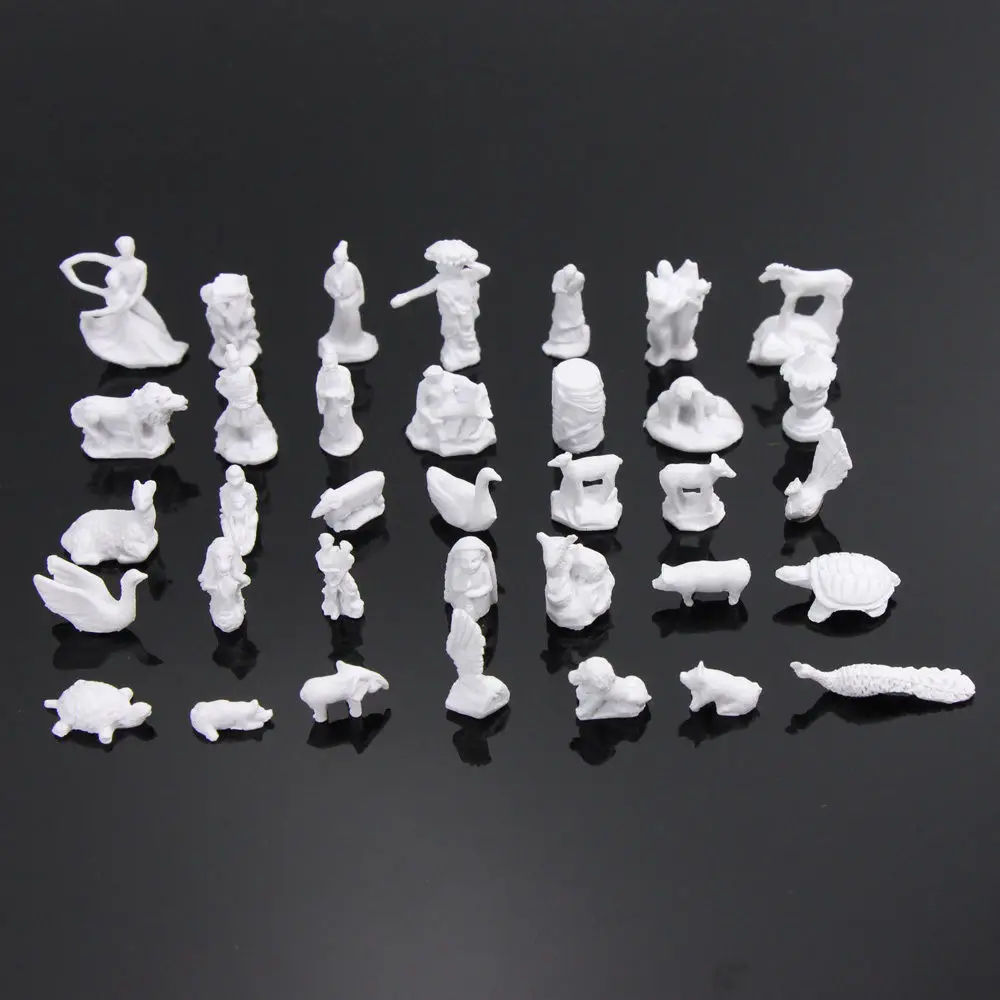 35pcs N Scale 1:150 Statue Sculpture Animals Model Train Railway Architecture Model GY06150
