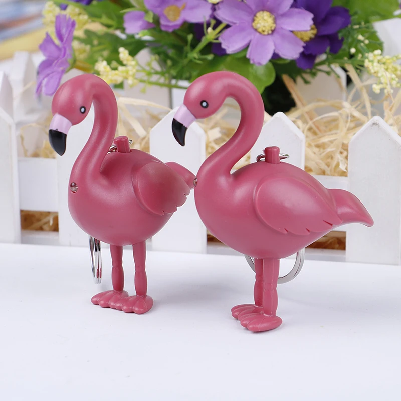 Flamingo Animal Sound Led Light Lamp Flashlight Key Ring Key Chain Kids Gift Toy