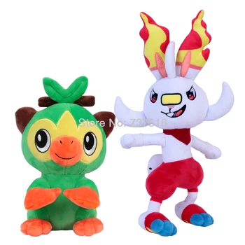 

New arrived Anime Cute Super Evolution Scorbunny Rabbit Naughty Monkey Grookey Plush Doll Stuffed Animal Kids Toy Gift 9&17 Inch
