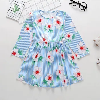 

Baby girl clothes 2019 spring and autumn models little girl dress female baby long-sleeved princess dress striped dress