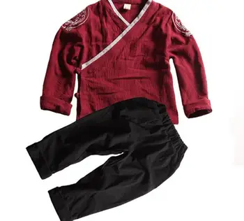 

boys Traditional Ancient Chinese Costume 2PCS Chinese Traditional Tang Hanfu Clothes Children Clothing Cosplay Top With Pants
