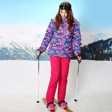 Женский лыжный костюм зимний спортивный уличная куртка женская сноуборд зимняя одежда Лыжный жилет наборы+ брюки HX002