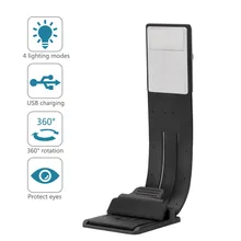 Luz LED portátil para lectura de libros, lámpara recargable por USB con Clip Flexible desmontable para lectores de libros electrónicos/Kindle