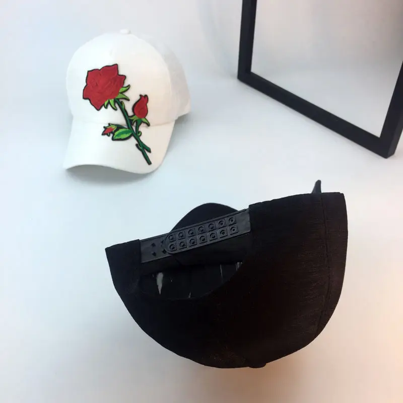 Хит, повседневная Милая Женская бейсбольная кепка, уличная Кепка с вышивкой розы, регулируемая одноцветная Кепка, 2 стиля