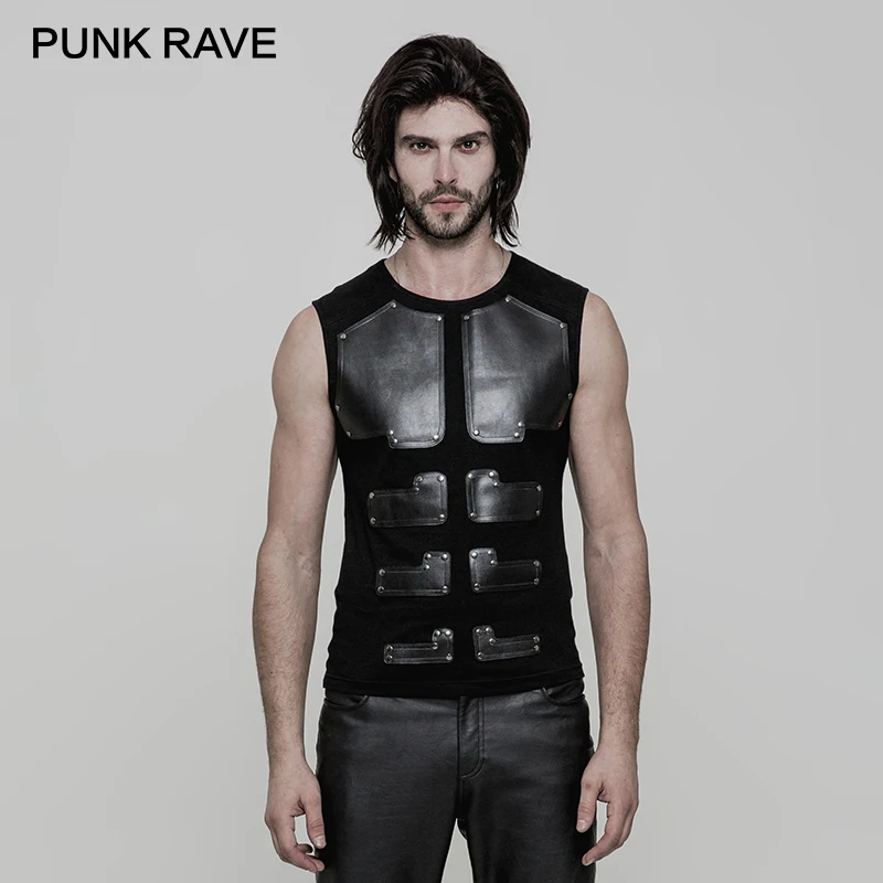فاسق الهذيان الشرير الصخرة بولي Leather العضلات الجلدية موجات المحاربين نحيل أكمام الرجال تي شيرت مطاطا القطن محبوك القمم تيز الملابس في تي شيرتات من ملابس الرجال على Www Unohama Club Store