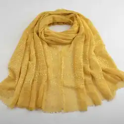Дамы хиджаб Блестящий шарф мусульманские платки сплошной цвет легкий шарф плотная хлопковый шарф модная головная повязка шарфы 190*90 см