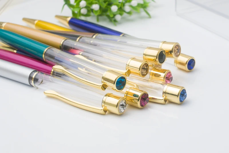 

High Grade DIY Made Crystal Colored Ballpoint Pen Metal Empty Pen Birthday Valentine's Day Gift Color Optional Wholesale