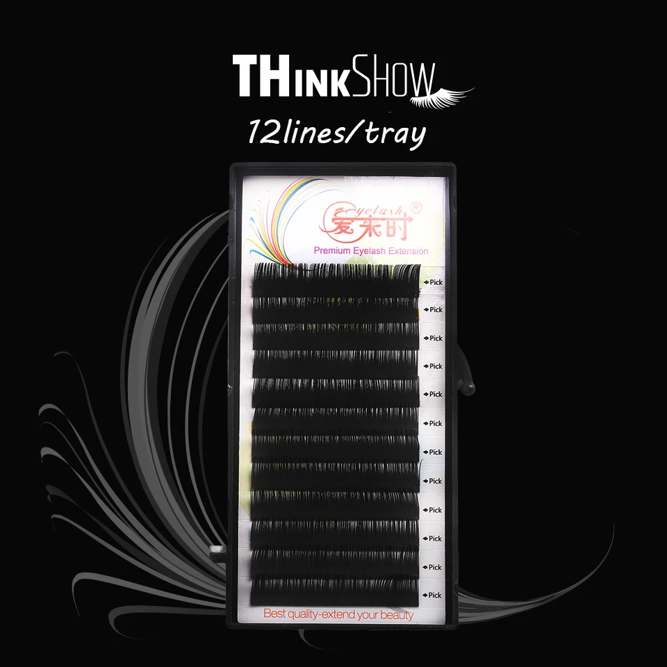 

12 lines/case eyelash extension all size 3d eye lashes individual eyelash makeup tools b c d curl 8-15cm