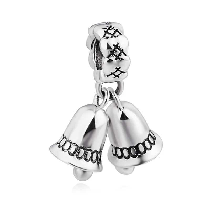 

S925 Silver Charm bell Pendant Bead Fit Sterling Silver Original Pandora Charms Bracelets Bangles Christmas Gift