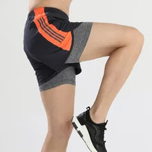 Для мужчин для занятий спортом, будь то Велосипедный спорт или бег шорты быстросохнущие дышащие шорты тренировки Спортивные шорты 2-в-1 шорты для женщин с более лайнер брюки