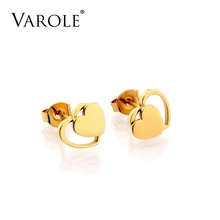 VAROLE серьги-гвоздики в форме сердца для женщин из нержавеющей стали золотого цвета Brincos Oorbellen