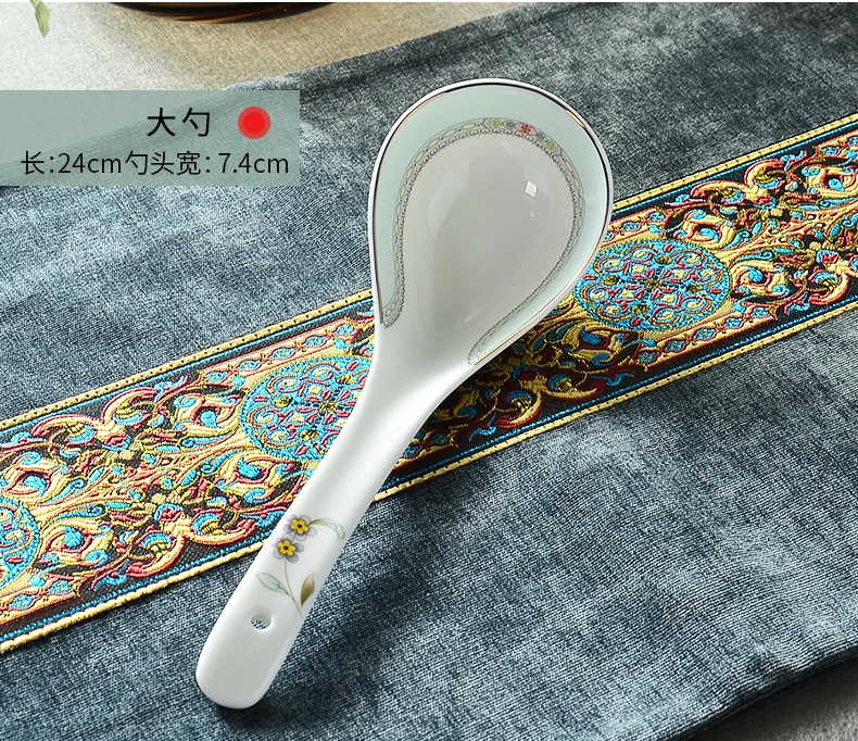 Fine bone china big soup spoon, ceramic spoon scoop, japanese tableware,ceramic ladle, kitchen