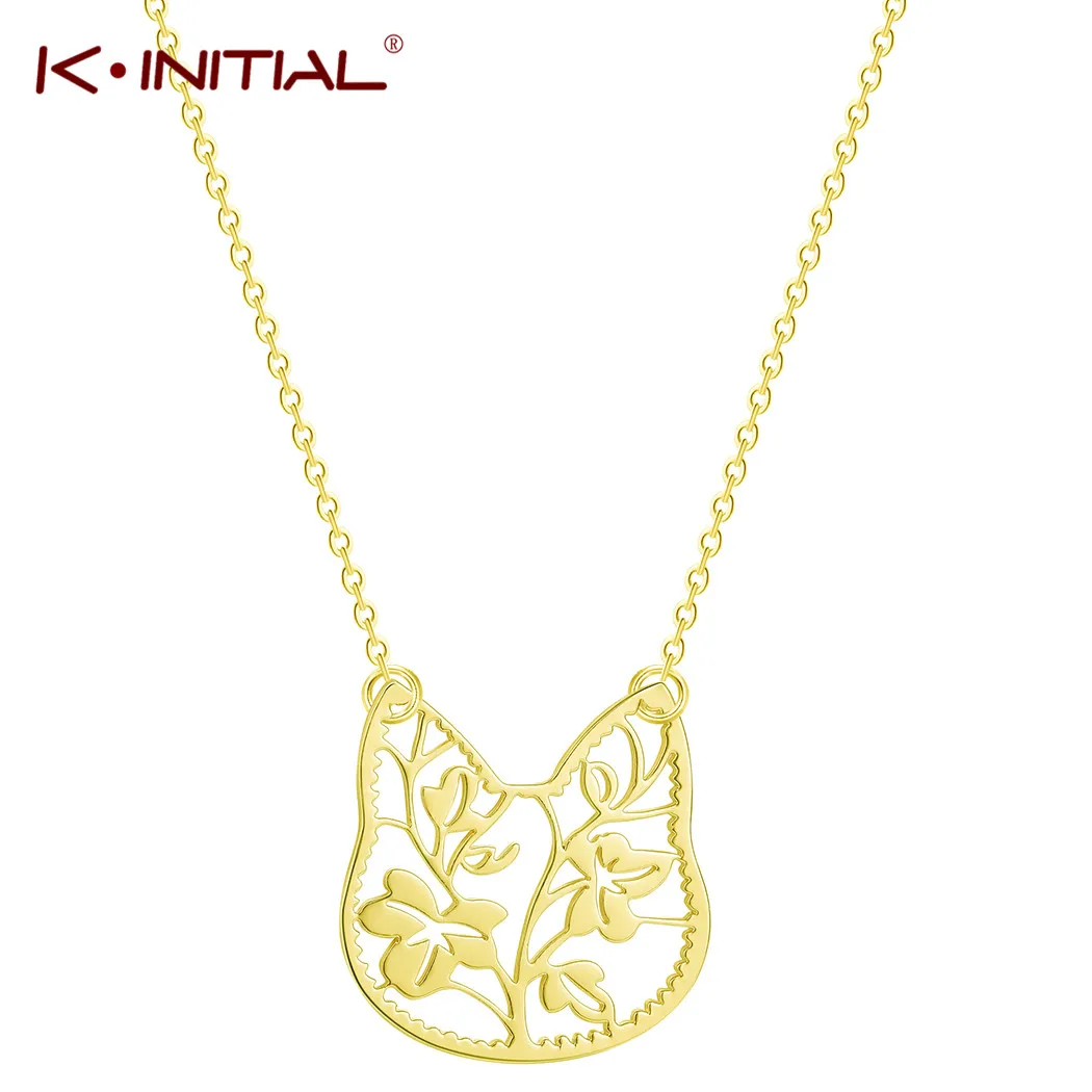 Kinitial 2019 модные ожерелья с подвесками в виде милых кошек ожерелье листьями ветка