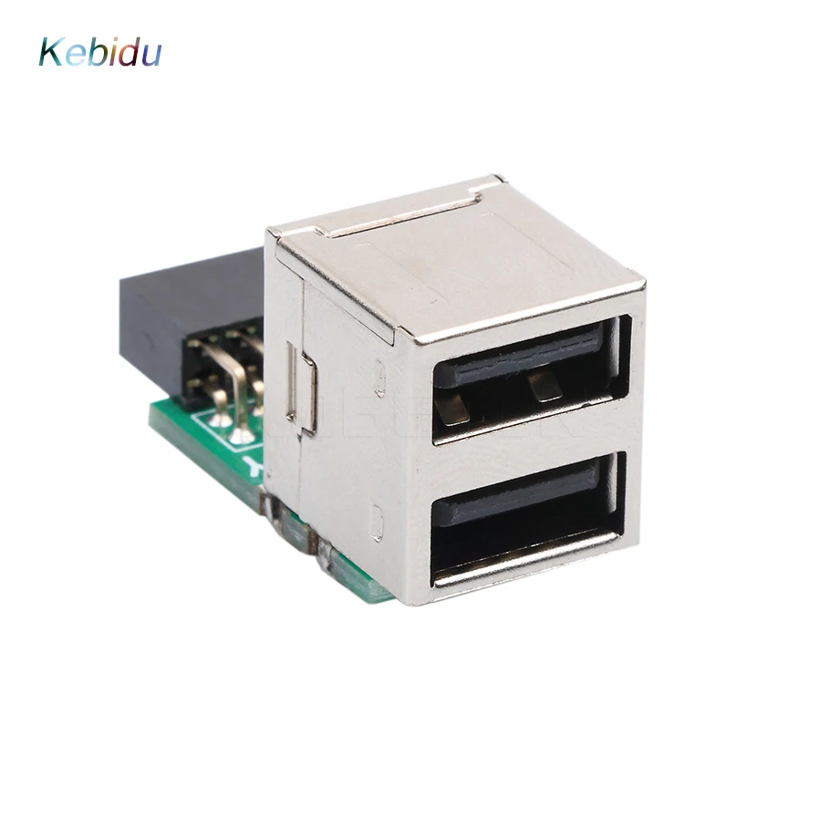 Kebidu USB 2 порта 0 Внутренний ПК 9Pin гнездо в адаптер конвертер Материнская плата PCB