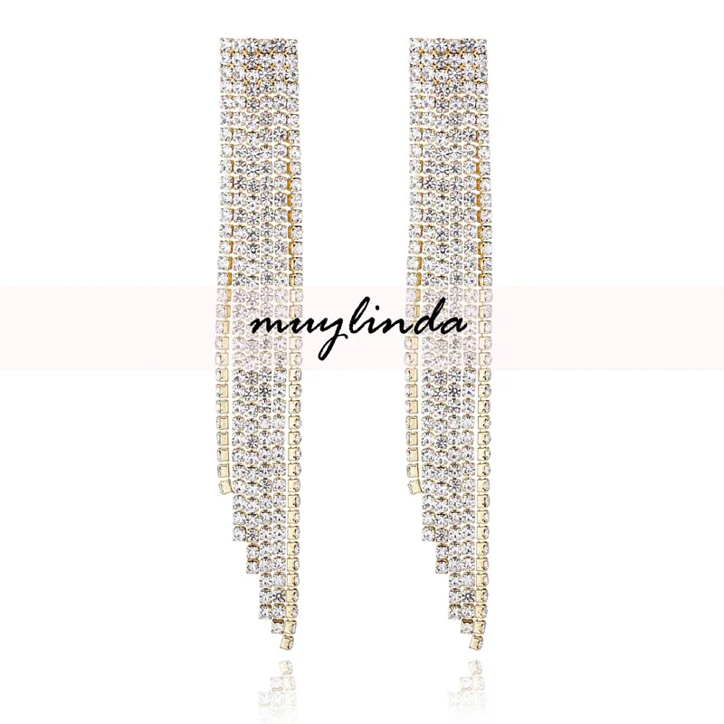 Muylinda Rhinestone кисточкой серьги Свадебные падение хрустальные серьги Свадебные украшения себе аксессуары для серег для Для женщин - Окраска металла: N.3