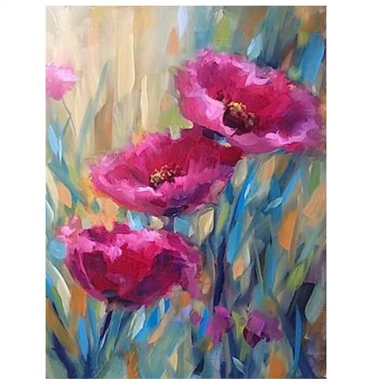 

Knife Red Floral Pictures Hand Painted Abstract Flower Oil Paintings on Canvas Large Wall Painting Modern Home Decor Wall Art