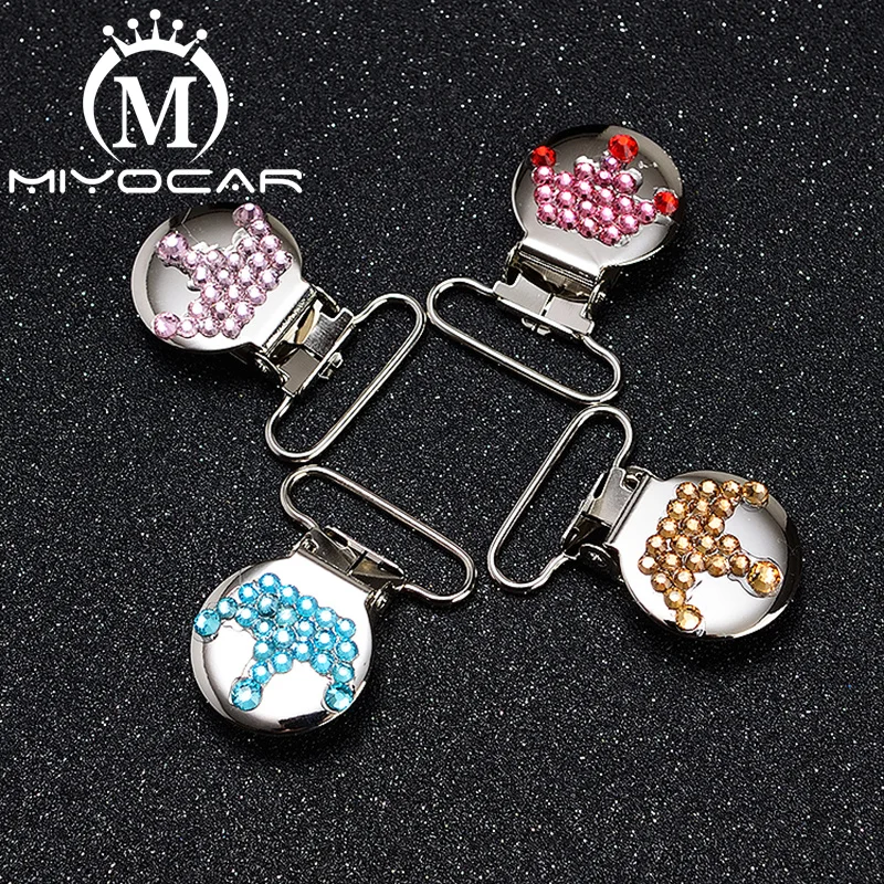 MIYOCAR unique handmade bling crown round pacifier clip dummy clip pacifier holder good quality