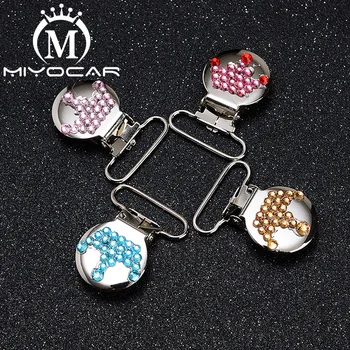 

MIYOCAR unique handmade bling crown round pacifier clip dummy clip pacifier holder good quality handmade material SP026