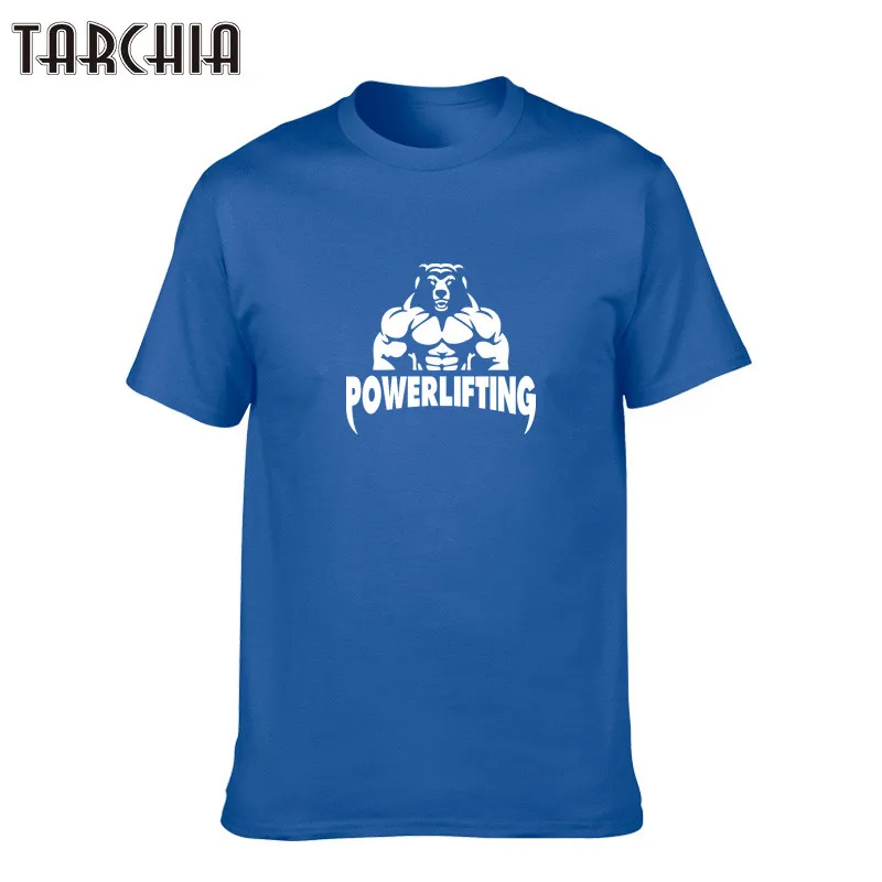 TARCHIA Powerlifters, Мужская футболка, качественные футболки, мужские футболки с коротким рукавом и круглым вырезом, мужские футболки с коротким рукавом, трендовая ткань - Цвет: Blue