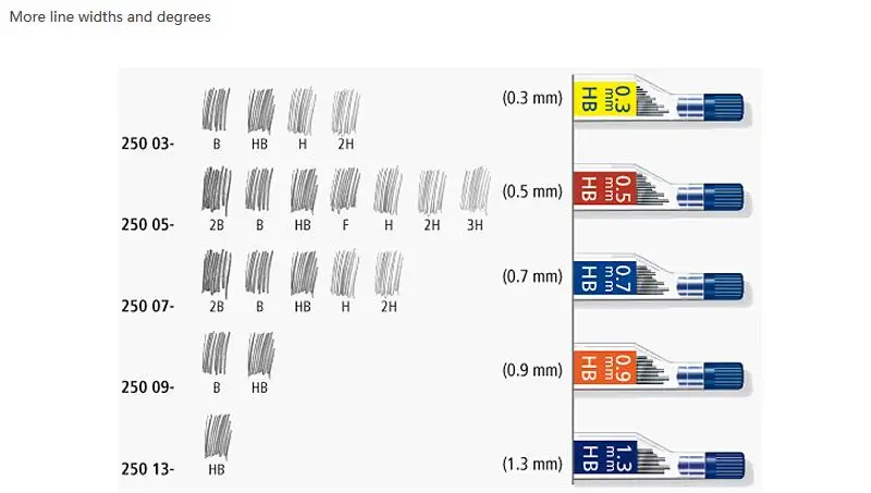 Staedtler 250 механический карандашные грифели 2B/HB 0,3/0,5/0,7/0,9/1,3 мм офисные и школьные принадлежности канцелярские 4 шт./лот