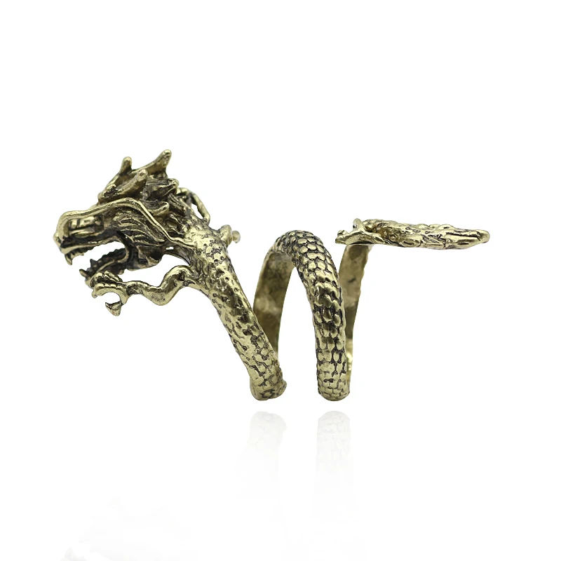 

2019 New Design Punk Dragon Ring Exaggerated Bronze Animal Rings For Men And Women Antique Bronze Dragon Ring Drop Shipping