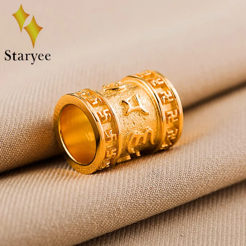 

Real 18K Pure Yellow Gold Tibetan Buddhism Openable Six Words of The Truth Pendant Rope for Men Gift Fine Jewelry