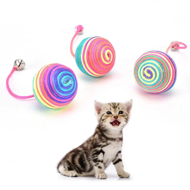 Lovely Pet Puppy Dog Cat Chew Toy Nylon Dog Cat Braided Ball Bell
