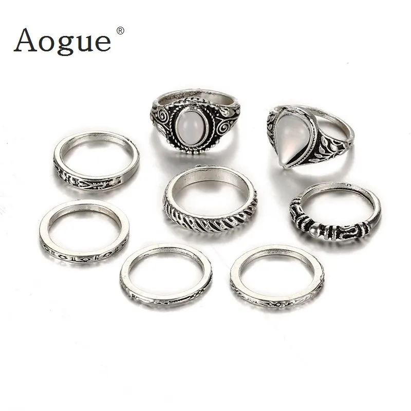 8 шт. набор колец средней длины в ретро стиле|midi ring set|ring setmidi |