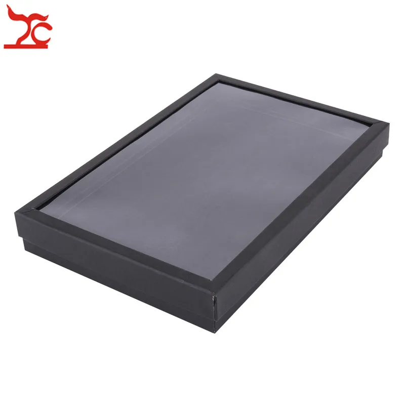 100 Slots Velvet Sponge Ring Earring Display Box Black Jewelry Storage Case Holder Showcase Ring Cufflink Jewelry Tray With Lid