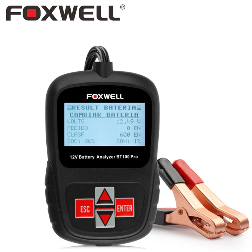 FOXWELL BT100 PRO 12V Car Battery Tester For Flooded AGM GEL Batteries