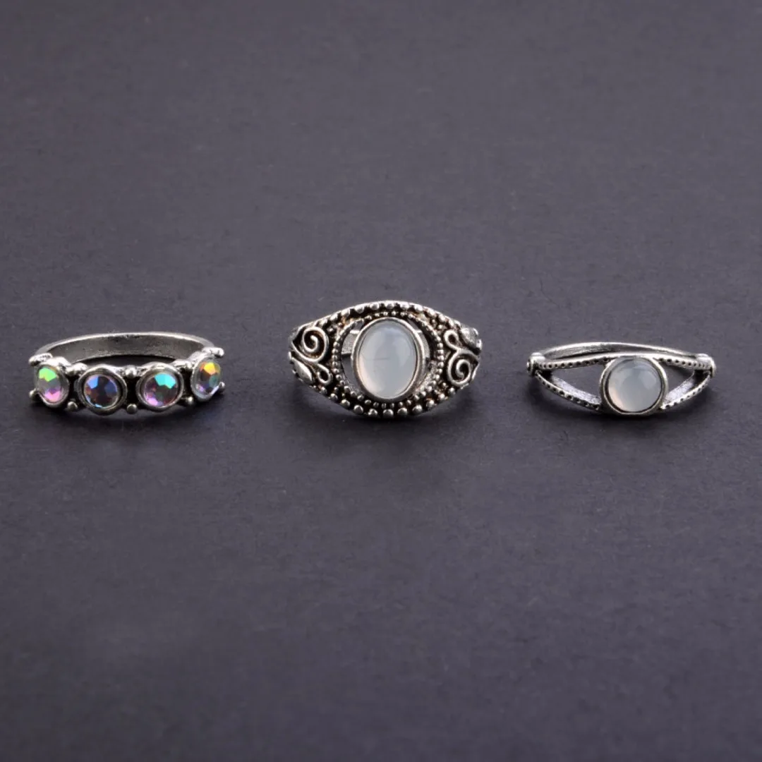 10pcs/set Vintage Steampunk Ring Sets Shellhard Punk Leaf StoneStacking Midi Finger Ring for Women Jewelry Female Anillos