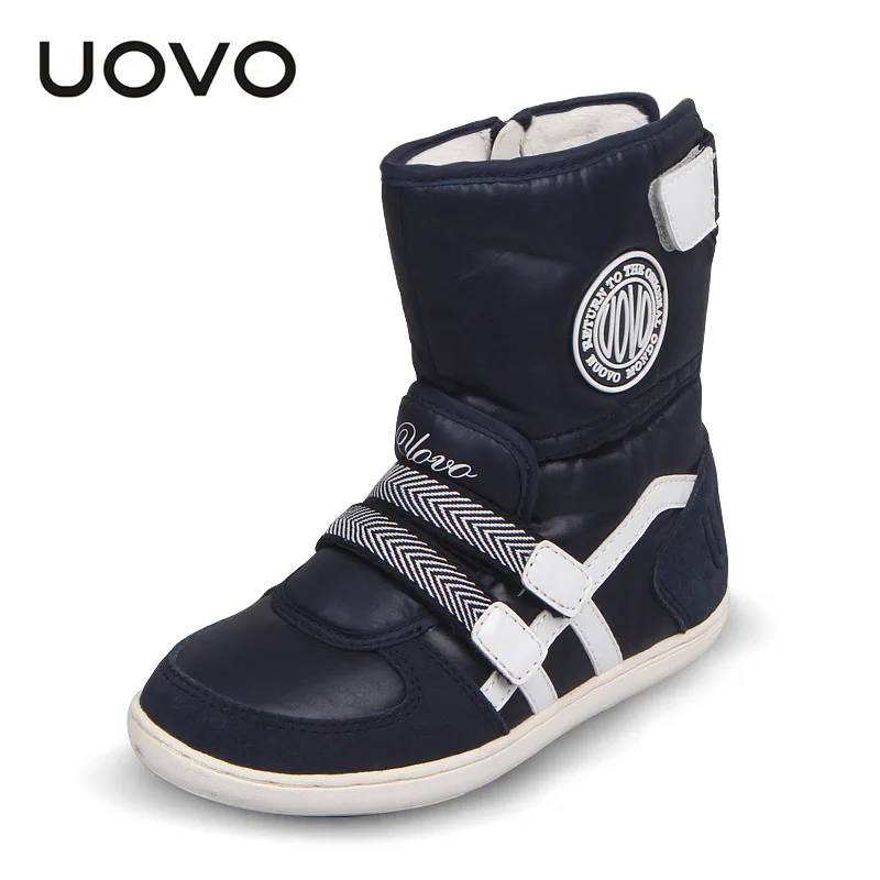 UOVO/ г.; Зимние непромокаемые ботинки для девочек; Лыжная ткань; теплые зимние ботинки; флисовая детская обувь для мальчиков и девочек; для мамы и дочки - Цвет: Dark Blue