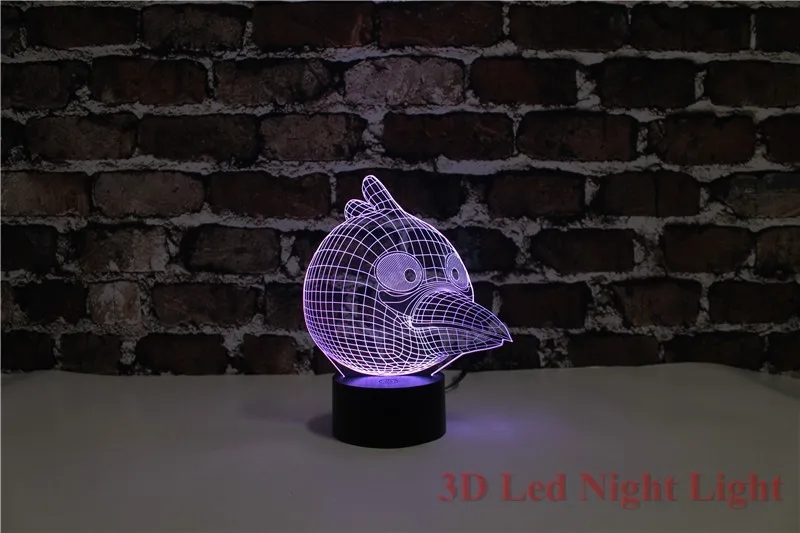 Санта подарок 3D LED Blue Ice Птица Декоративные Ночные светильники 7 цветов изменчива Творческий коробка птица Ночные светильники yjm-2842