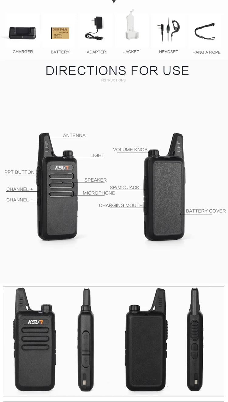 (2 шт.) KSUN X-63TFSI Ham двухстороннее радио Walkie Talkie двухдиапазонный трансивер BUXUN X-63 (черный)