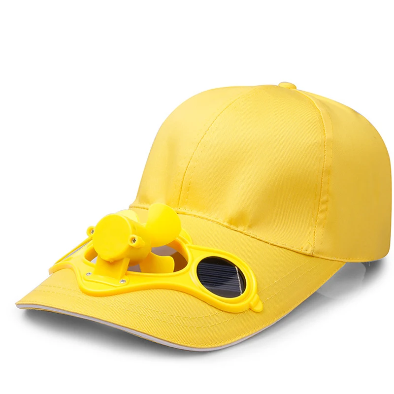 QIUBOSS летние мужские и женские спортивные средство для защиты от солнца бейсболки кепки с солнечный энергия солнца охлаждающий вентилятор Повседневный солнцезащитный козырек - Цвет: Цвет: желтый