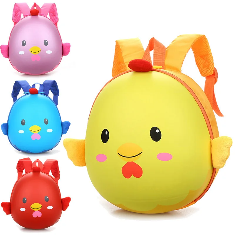 

2018 Cartoon Yellow 3d Chicken Cute Children Backpack Kindergarten Waterproof Animal School Bag For Boy Girls Softback