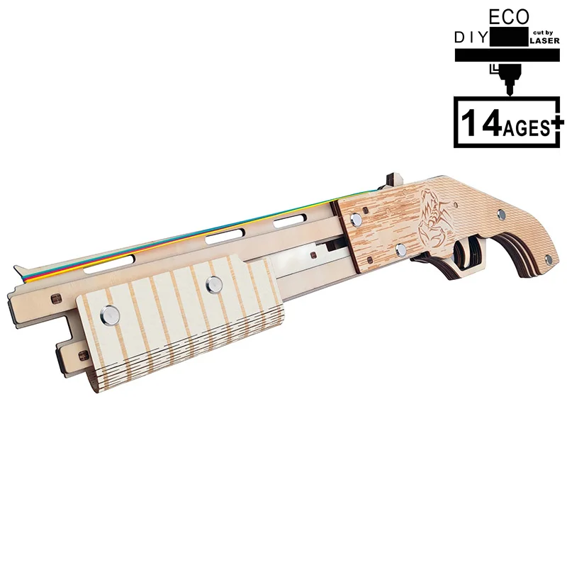3D деревянные головоломки лазерной резки модель здания наборы Mossberg пистолет с резиновой лентой стрельба игрушка для взрослых мальчиков с 18 шт