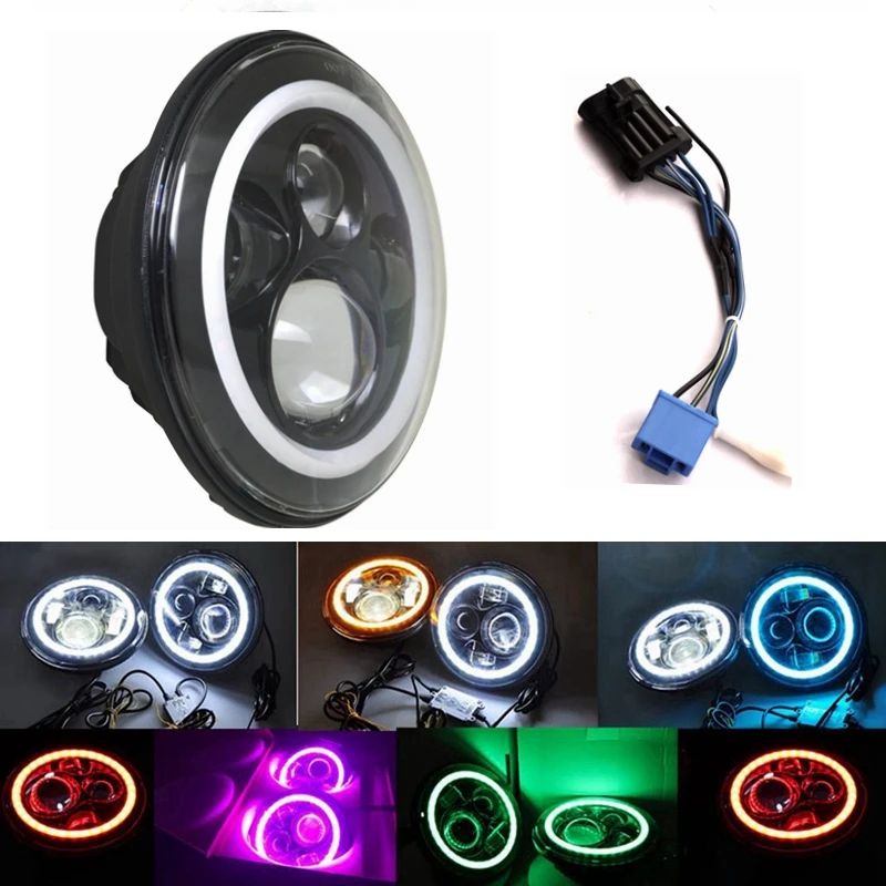

7 Inch Angle eye LED Projector Daymaker Hi/Lo Beam Headlight with Wire Harness for Harley Davidson Motorcycle 2014+