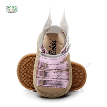 

PU Leather Summer Newborn baby Sandals with Rivets And Wings Toddler Sandals With Non Slip Rubber hard Sole